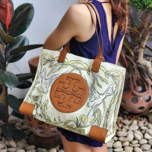 TORYY BURCH ELLA CANVAS PRINTED TOTE BAG