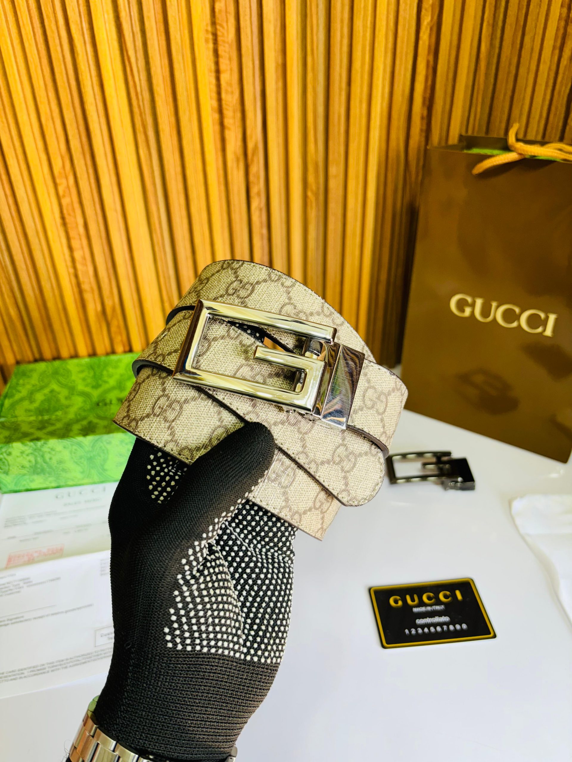 GUCCII PRINTED PREMIUM QUALITY 2pcs LOCK BELT COMBO