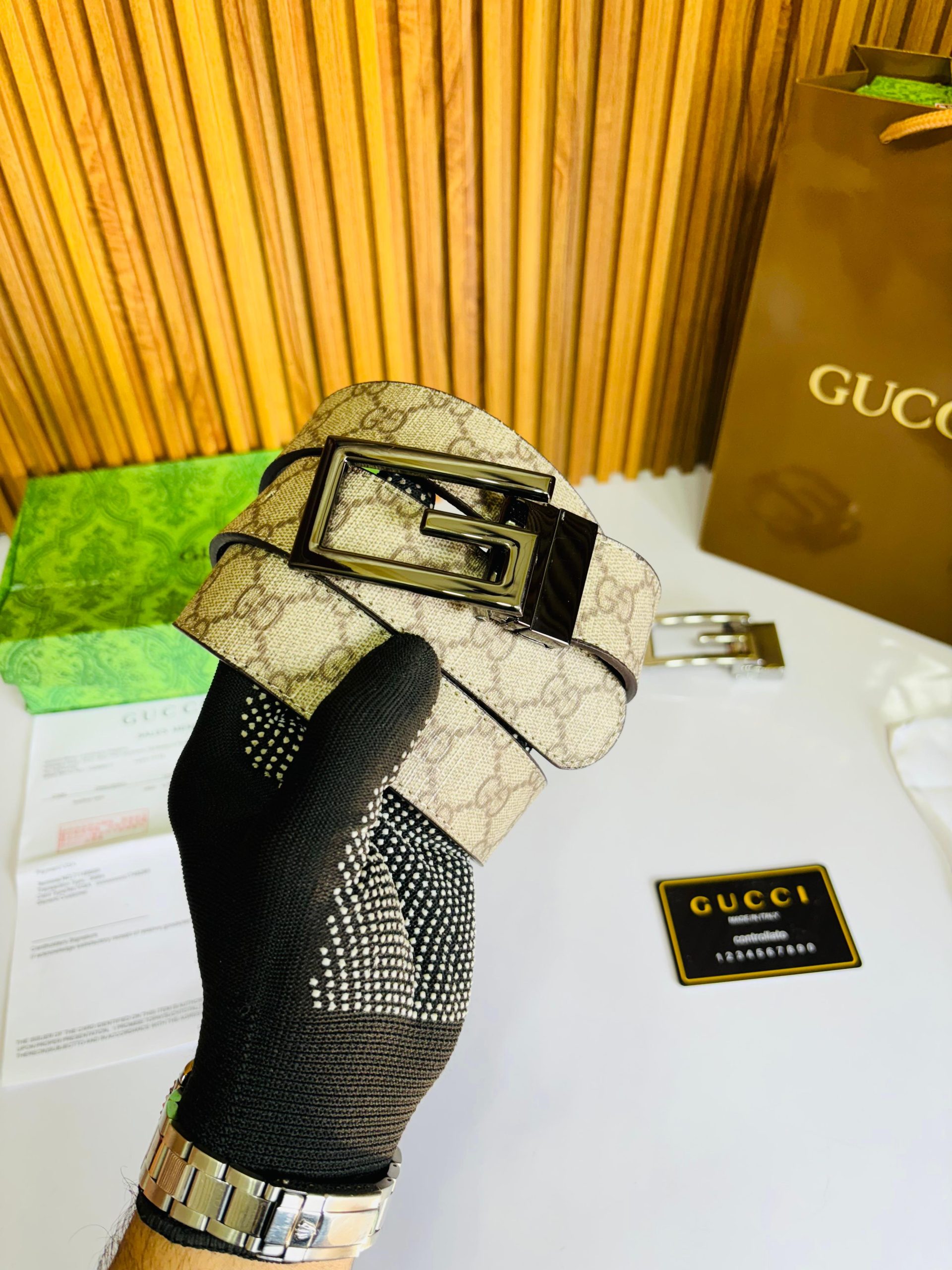 GUCCII PRINTED PREMIUM QUALITY 2pcs LOCK BELT COMBO - Image 5