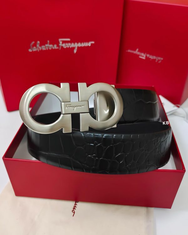 SALVATOREE FERAGAMO CROCO LEATHER BELT