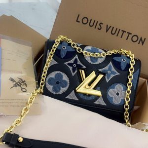 Louiss Vuittonn Twist MM Monogram Bag Flower Leather