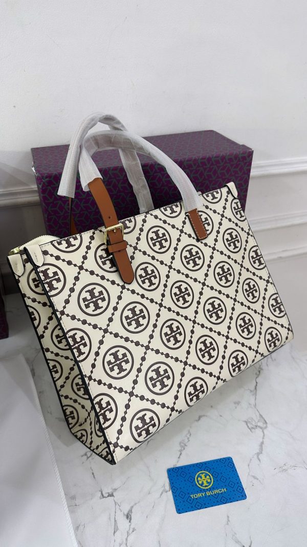 Tory Burchh T Monogram Leather Tote Bag - Image 2