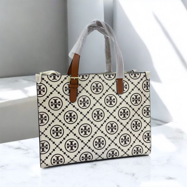 Tory Burchh T Monogram Leather Tote Bag - Image 5