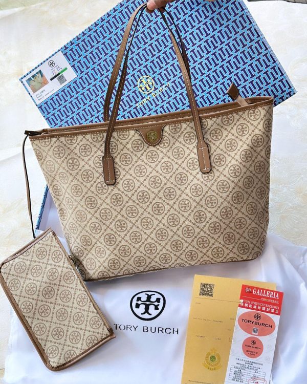 TORYY BURCH SMALL T MONOGRAM ZIP TOTE