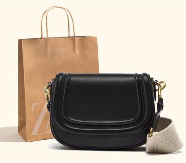 ZARAA SADDLE BROAD CANVAS STRAP CROSSBODY