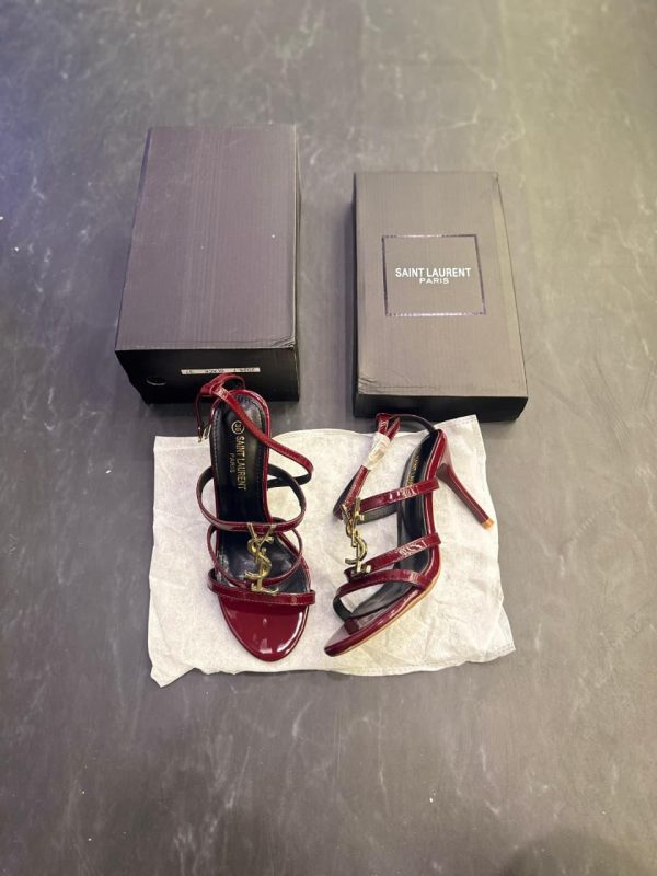 YSLL- CASSANDRA MAROON GOLD HEELS - Image 4