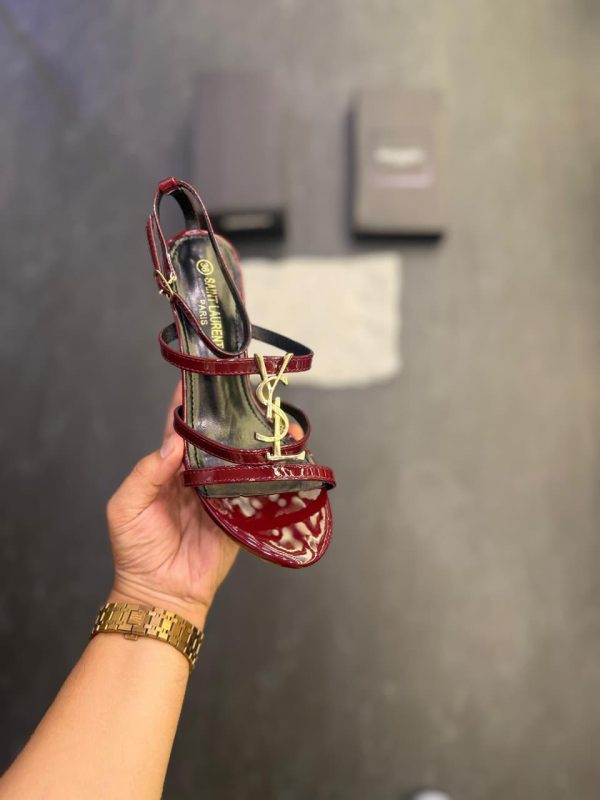 YSLL- CASSANDRA MAROON GOLD HEELS - Image 3