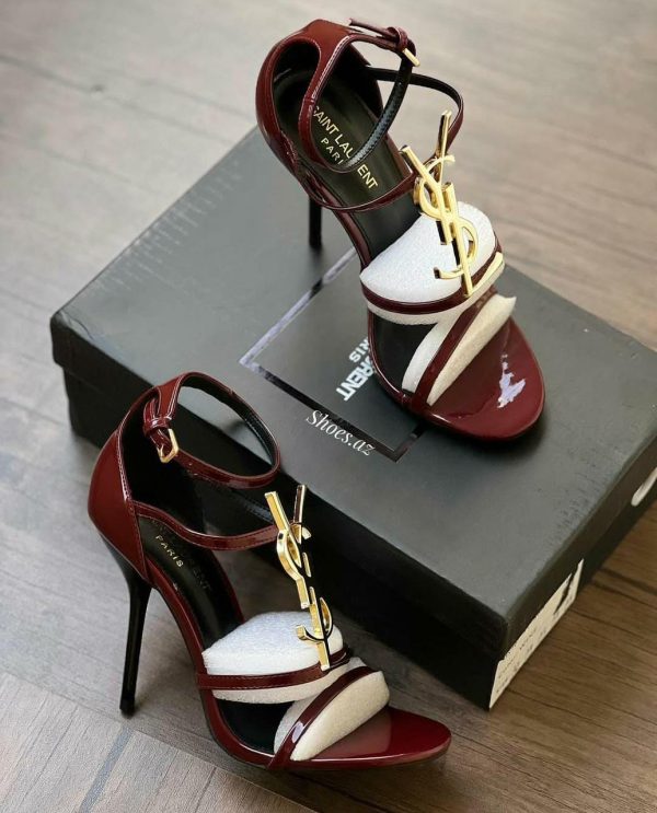 YSLL- CASSANDRA MAROON GOLD HEELS