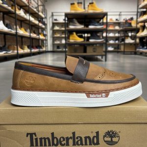 TIMBERLANDD BROWN WHITE LOW LEATHER SNEAKER