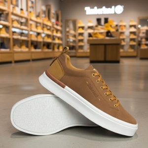TIMBERLANDD TAN WHITE LOW LEATHER SNEAKER