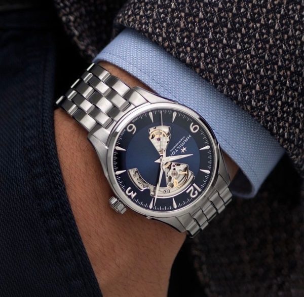 Hamiltonn Men’s Automatic Skeleton Watch – Silver Case & Blue dial