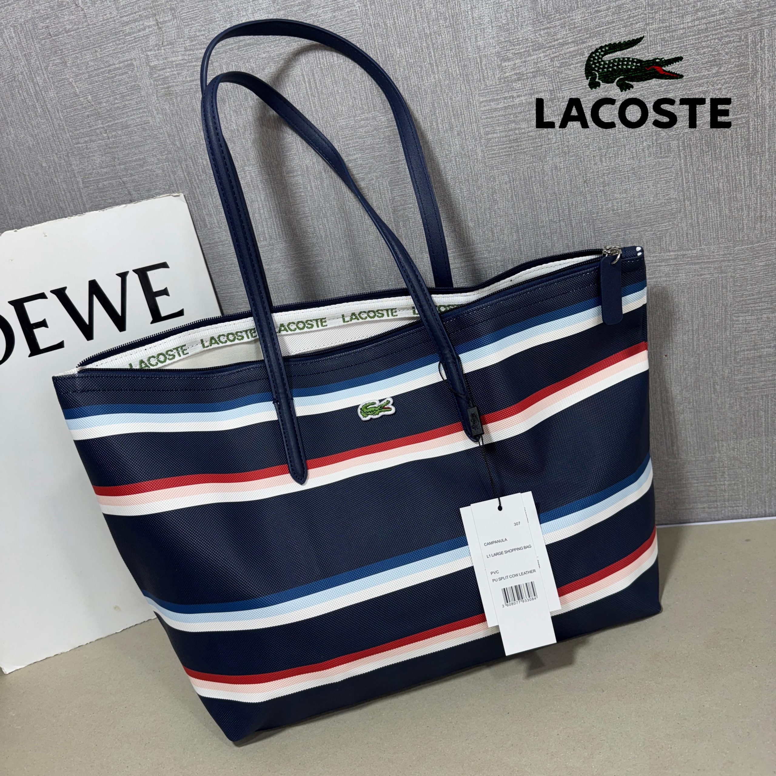 LACOSTEE LARGE ZIP TOTE BAG
