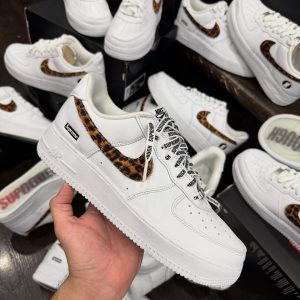 Supreme x GOODENOUGH x Nikke AirForce 1 Low SP White Cheetah Print
