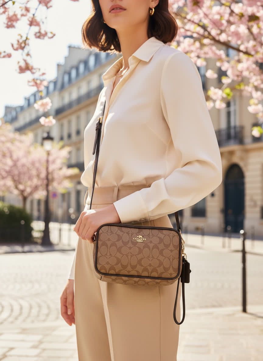 Coachh Mini Jamie Camera Double Zipper Shoulder Crossbody Bag