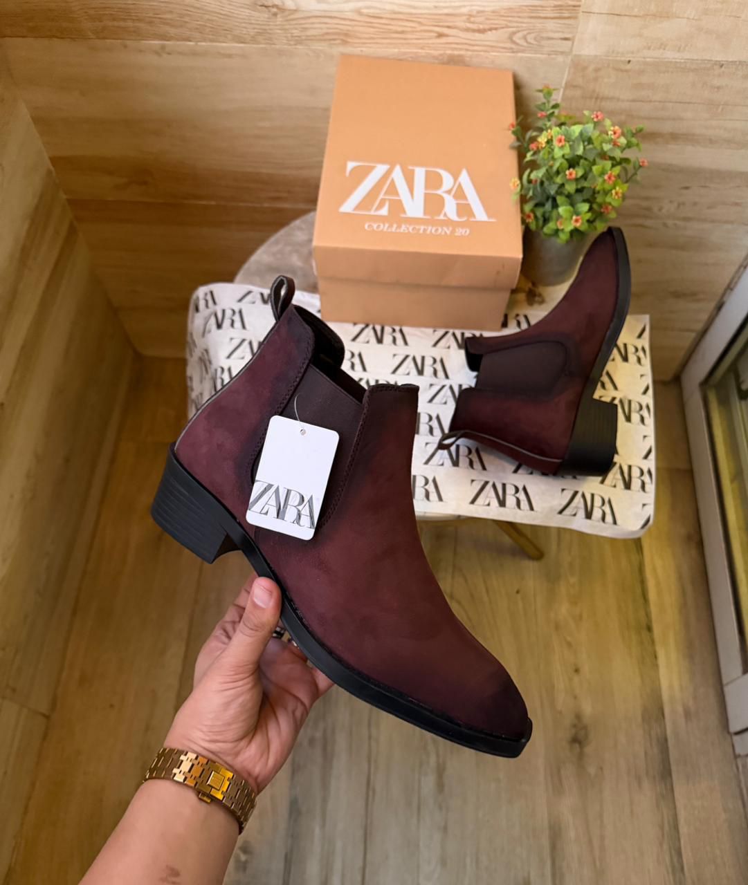 ZARAA HANDMADE T SUEDE CHELSEA HIGH HEEL BOOTS