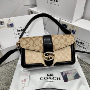 COACHH GEORGIE SHOULDER BAG IN COLORBLOCK SIGNATURE CANVAS WITH RIVETS