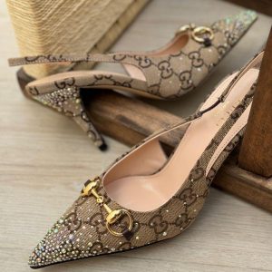 GUCCII GG SPARKLE HEELS - BROWN