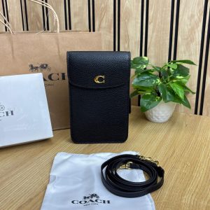 COACHH PEBBLE LEATHER MEDIUM PHONE CROSSBODY BAG