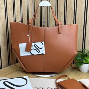 POLENEE GRAINED LEATHER TOTE BAG